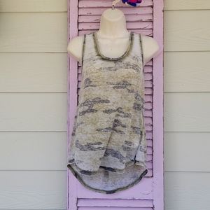 💗 LUCKY BRAND Camo Sleeveless Tank Top High Low M